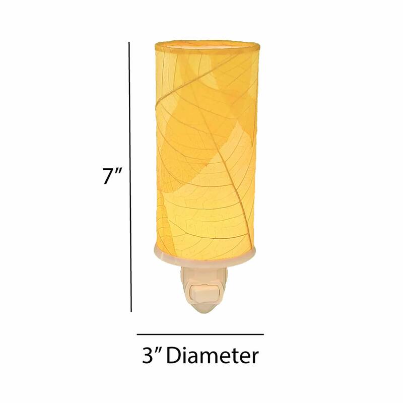 Cylinder Nightlight, Cocoa Leaves Shade, 3 x 3 x 7 in. - 3 x 3 x 8