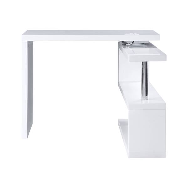 ACME Buck II Writing Desk with USB in White High Gloss Bed Bath