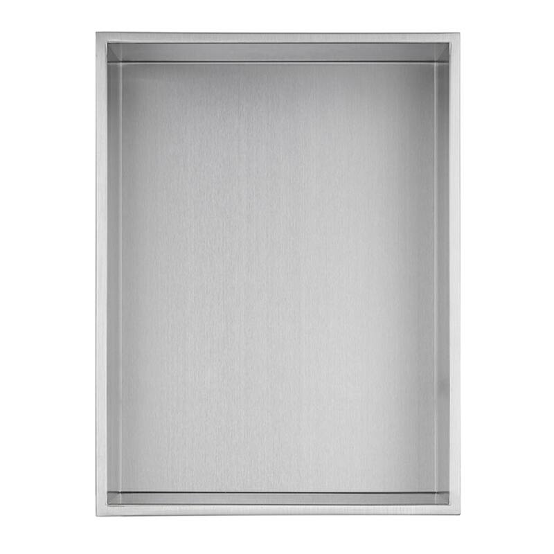 12-in x 16-in Ultra-thin Frame Recessed Stainless Steel Shower Niche Brushed Stainless Steel