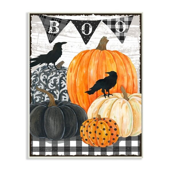 Stupell Industries Whimsical Halloween Scene Farm Table Pumpkin Crows ...
