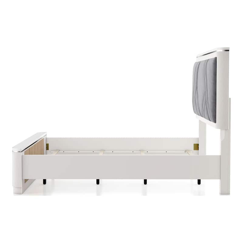 Furniture of America Leander Modern Light Grey Fluted Solid Wood Bed