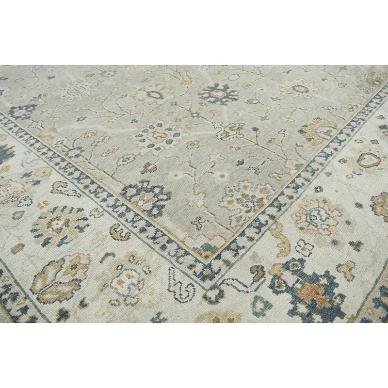 LoomBloom Multi Size Gray Hand Knotted Wool Oushak Rug