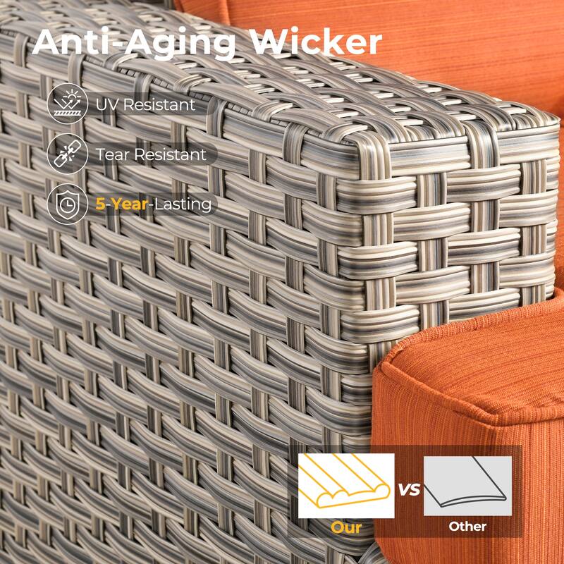 HOOOWOOO 8-piece Outdoor Wicker Patio Furniture Set with Coffee Table