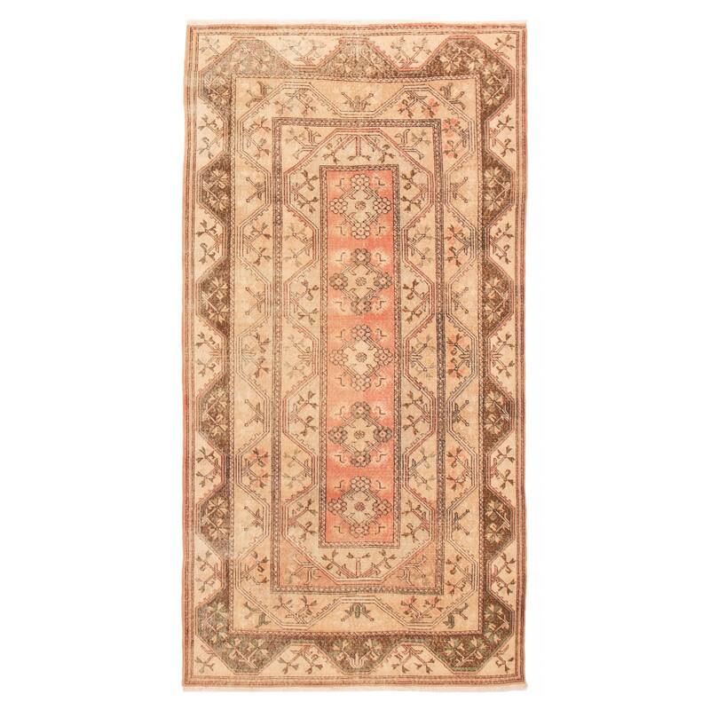ECARPETGALLERY Hand-knotted Antalya Vintage Salmon Wool Rug - 5'6 x 10'4 - Salmon - 5'6 x 10'4