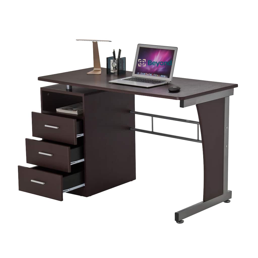 Ample Storage Solution Computer Office Desk with 3 Storage Drawers