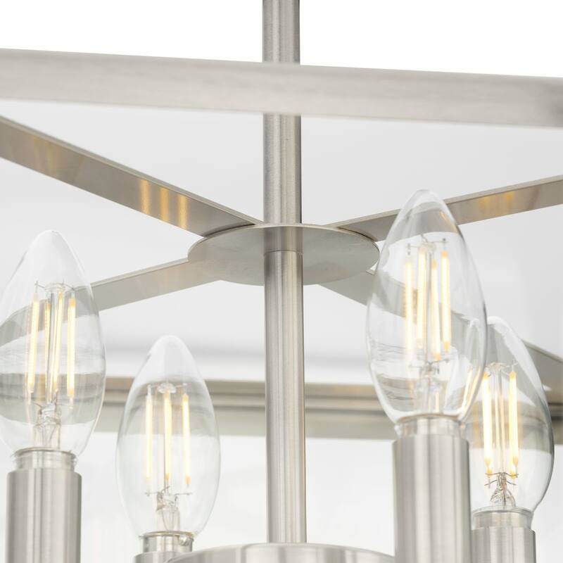 Hillcrest Collection 13 in. Four-Light Brushed Nickel Transitional Semi-Flush Mount Light - 13 in x 13 in x 11 in
