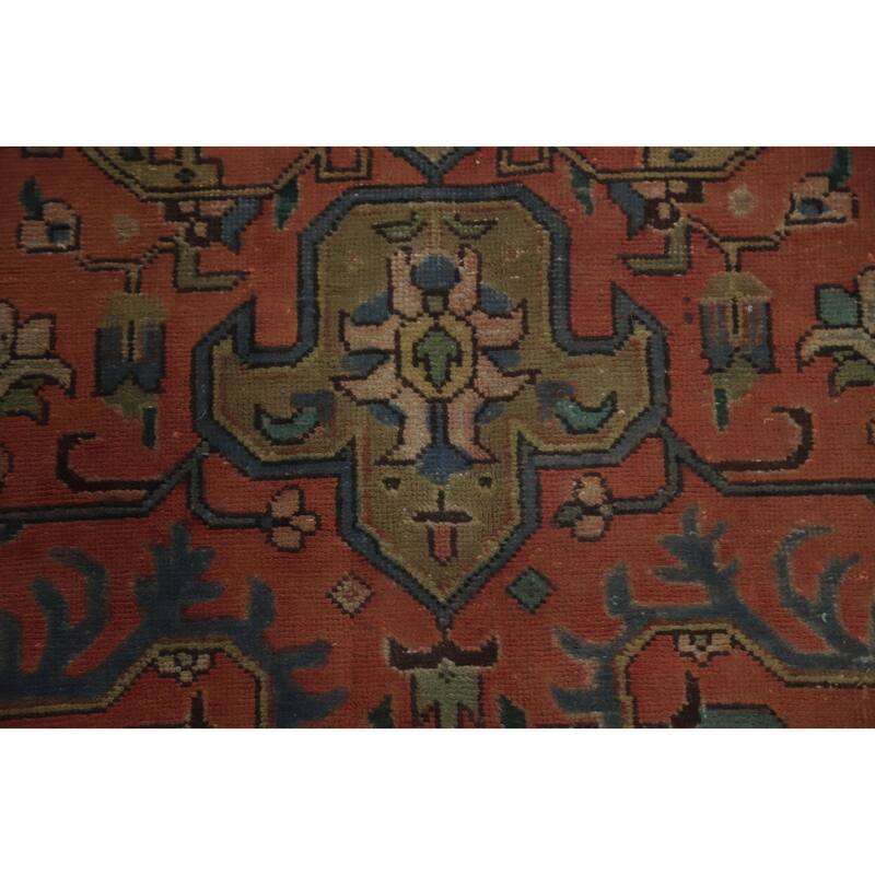 Hand Knotted Oriental 100% Wool Carpet Traditional Medallion Coral Tabriz Area Rug - 10' 9'' X 7' 8''