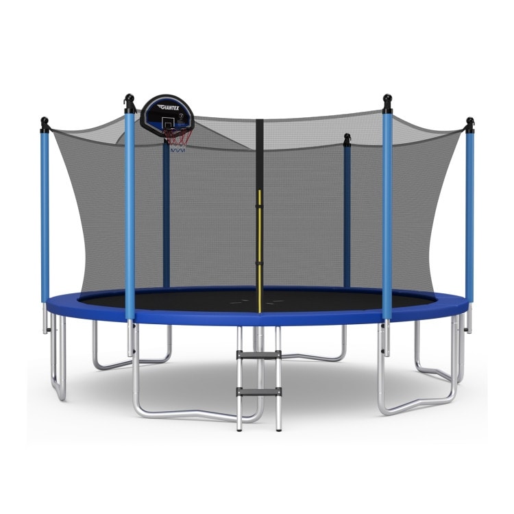 Outdoor Recreational Trampoline with Ladder and Enclosure Net-12