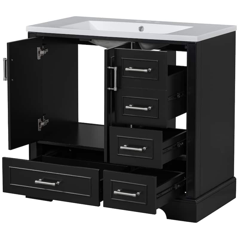 36 inch MDF Freestanding Bathroom Vanity Set with Integrated Ceramic Sink - 36" x 18" x 34"
