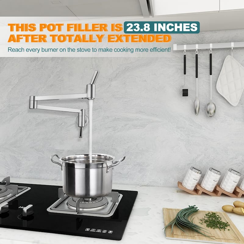WOWOW Wall Mount Pot Filler Kitchen Faucet