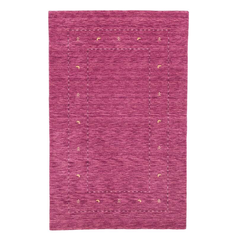 ECARPETGALLERY Hand Loomed Kashkuli Gabbeh Dark Magenta Wool Rug - 4'10 x 7'9