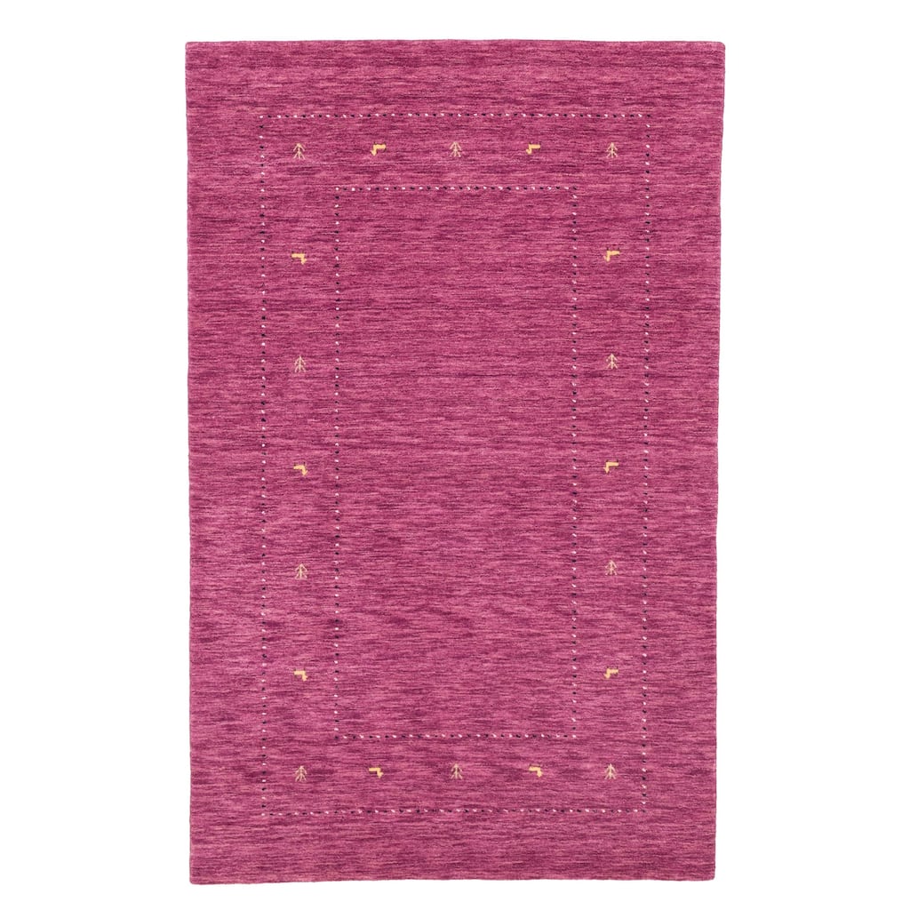 ECARPETGALLERY Hand Loomed Kashkuli Gabbeh Dark Magenta Wool Rug - 4'10 x 7'9