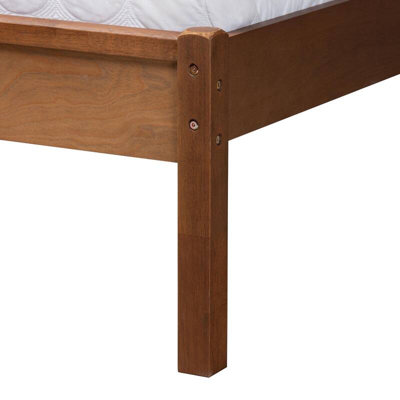 Blossom Classic and Traditional Ash Walnut Finished Wood and Rattan Queen Size Platform Bed