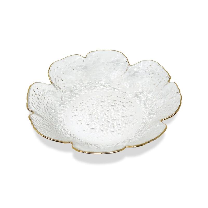 Set Of 4 Flower Shaped Plate With Gold Rim - Large