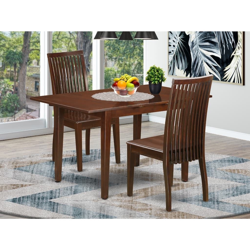 Dinette Table Set 3 Piece - Kitchen Table with Chairs, Small Dining Set, Mahogany Finish