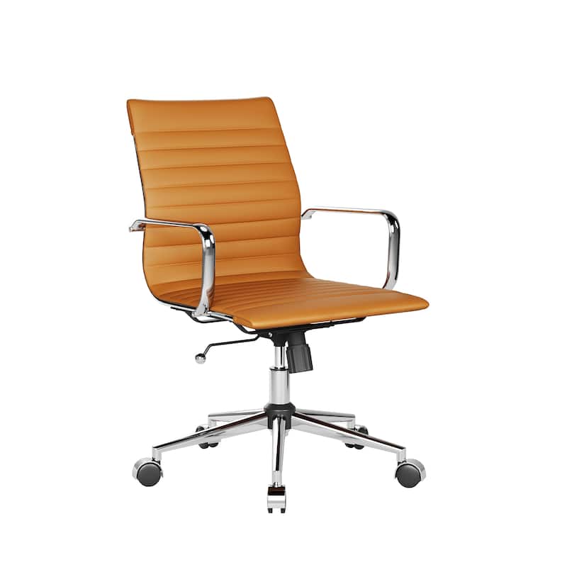 CAROCC Ribbed Computer Office Chair Swivel Lift tilt function Ergonomic Premium Leather Desk Armchair