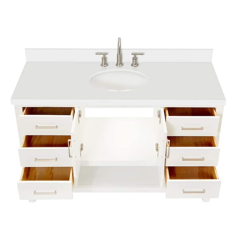 Ariel S055SWQOVO Magnolia 55" Free Standing Single Basin Vanity Set