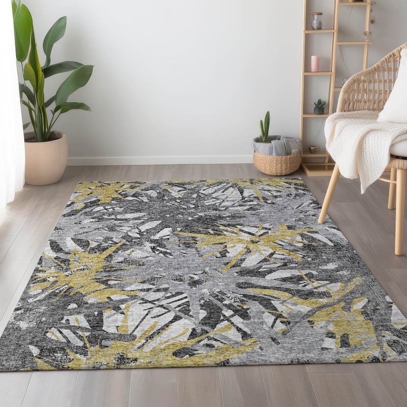 Premium Washable Super Soft Abstract Starburst Mayfield Rug - Gilded - 8' x 10' - Rectangle