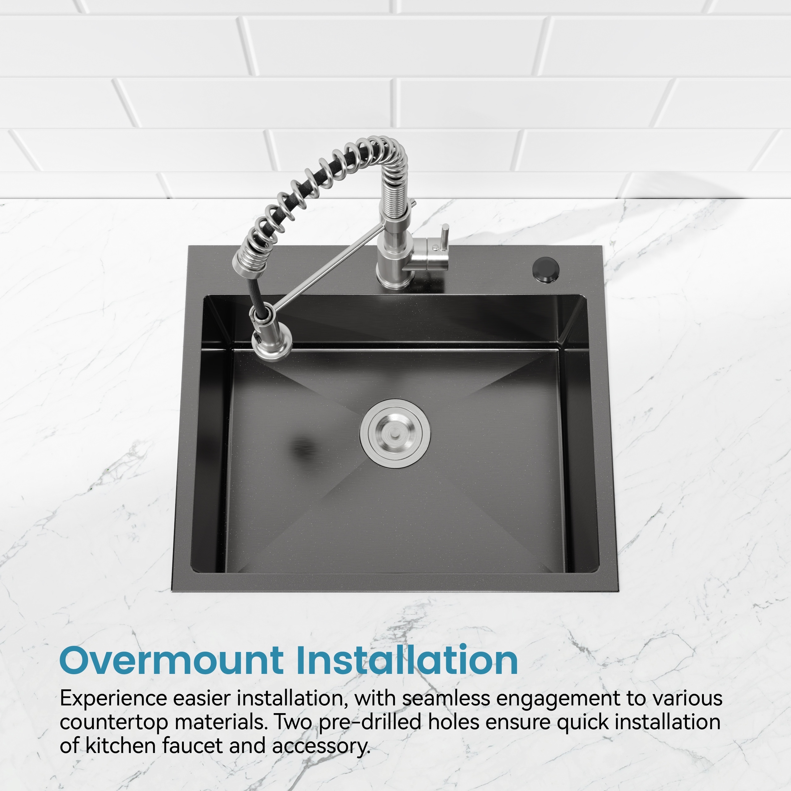 おねすと Kitchen Sink, 32″x19″ Single Bowl, Overmount Handmade Sink in