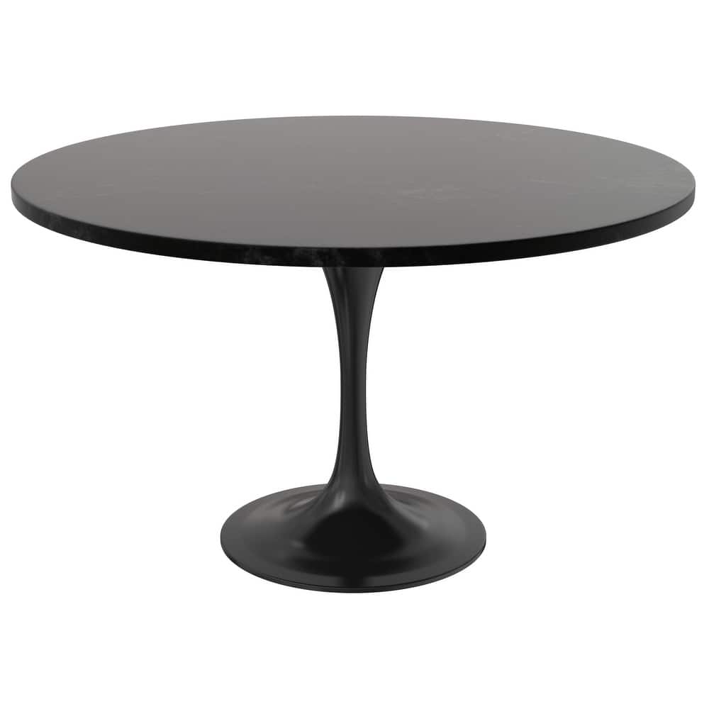 Verve Mid-Century Modern 48-inch Round Dining Table - 4-Seater with Black Steel Tulip Base - 47.24