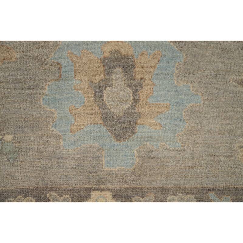 Hand Knotted Oriental 100% Wool Carpet Transitional Floral Greys & Charcoal Oushak Area Rug - 6' 5'' X 5' 2''
