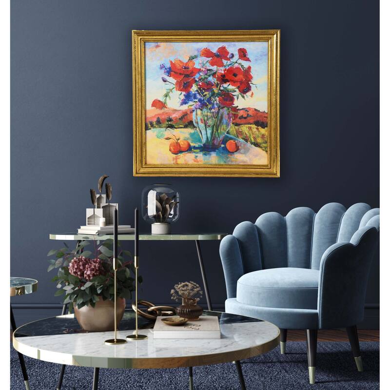 Watercolor Floral Print with Solid Wood Frame - Multi-Color
