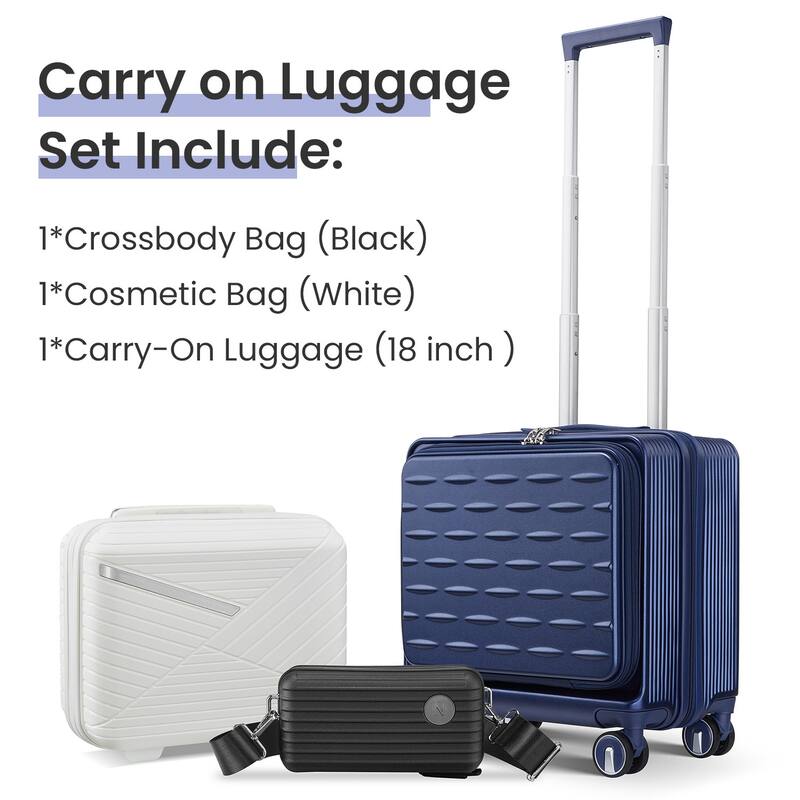 18" Carry On Luggage with Front Open Door &Laptop Interlayer