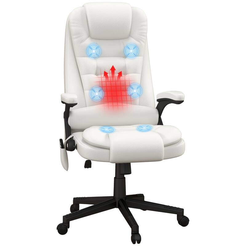 Comfortable Massage Office Chair with Multiple Functions for Ultimate Relaxation and Productivity. - White-1