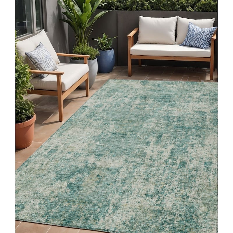 HomeRoots Abstract Transitional Rectangle Outdoor Rug - 5' X 8'
