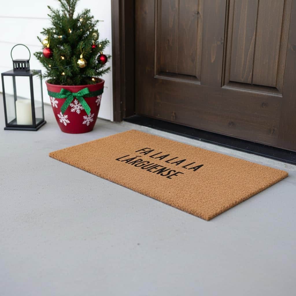 HomeRoots 17" X 29" Brown And Black Christmas Outdoor Coir Door Mat - 17.00' X '29.00