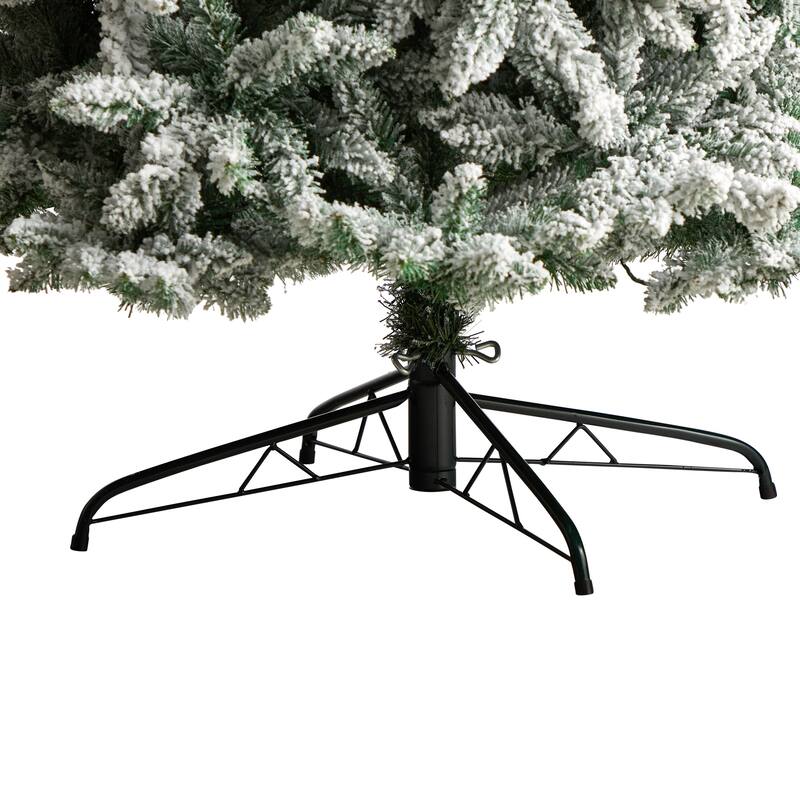 10’ Pre-Lit Slim Flocked Montreal Artificial Christmas Tree, Warm Clear LED Lights - over-10-feet