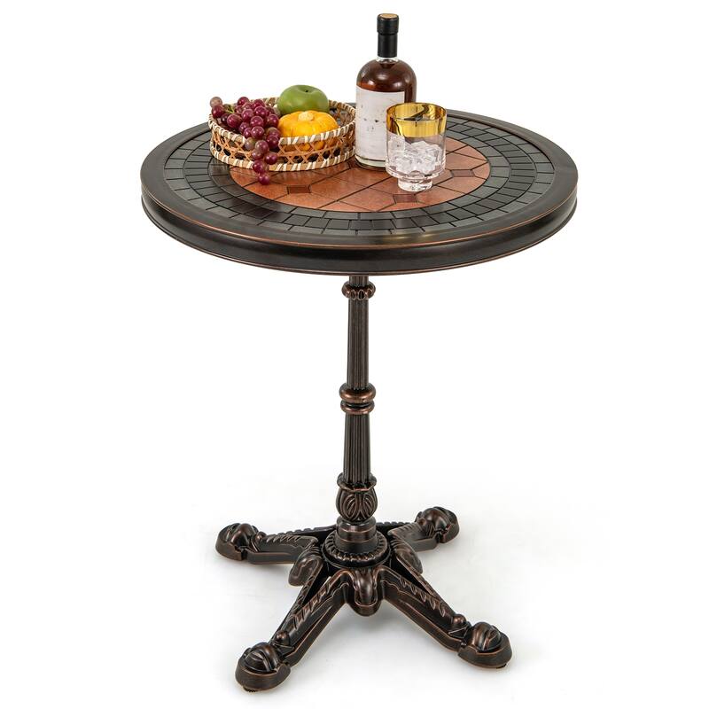 Costway 32" Patio Dining Table with 1.6" Umbrella Hole & Lid DPC - Bronze - See Details - Bronze