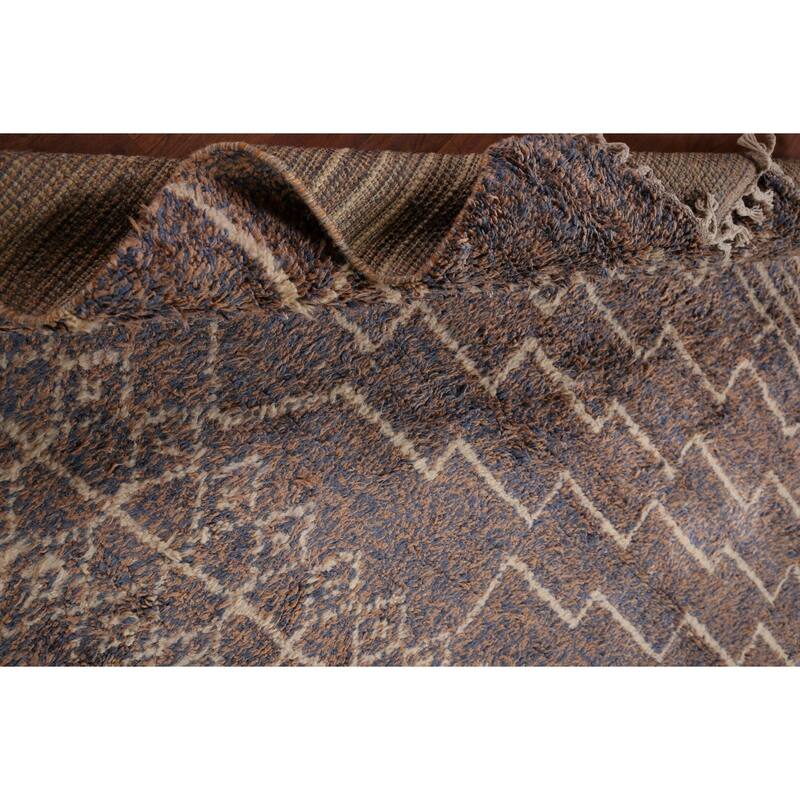 Plush Moroccan Area Rug Hand-Knotted Wool Carpet - 6'9" x 10'3"