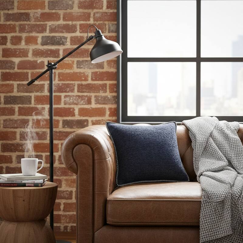 Textured Throw Pillow with Stitched Contrast Edge Set of 2