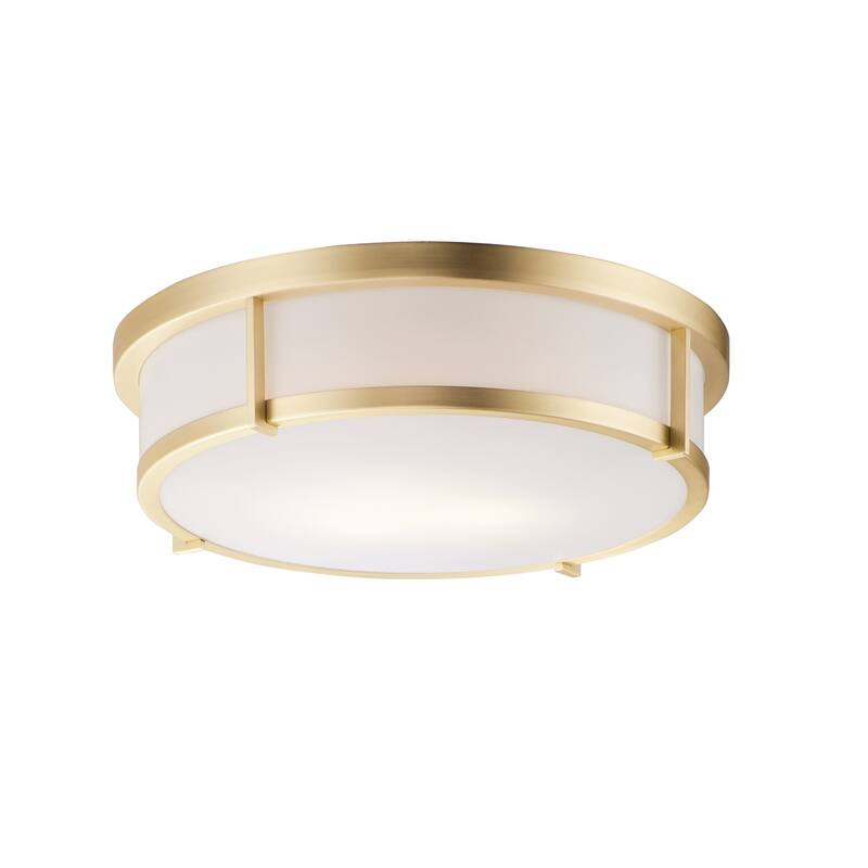 Maxim Rogue 3 Light 17" Wide Flush Mount Drum Ceiling Fixture - Satin Brass