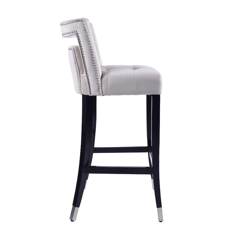Velvet Barstool with Nailheads,2 pcs Set