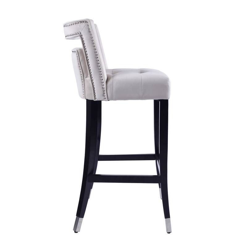 Velvet Barstool with nailheads Living Room Chair 2 pcs