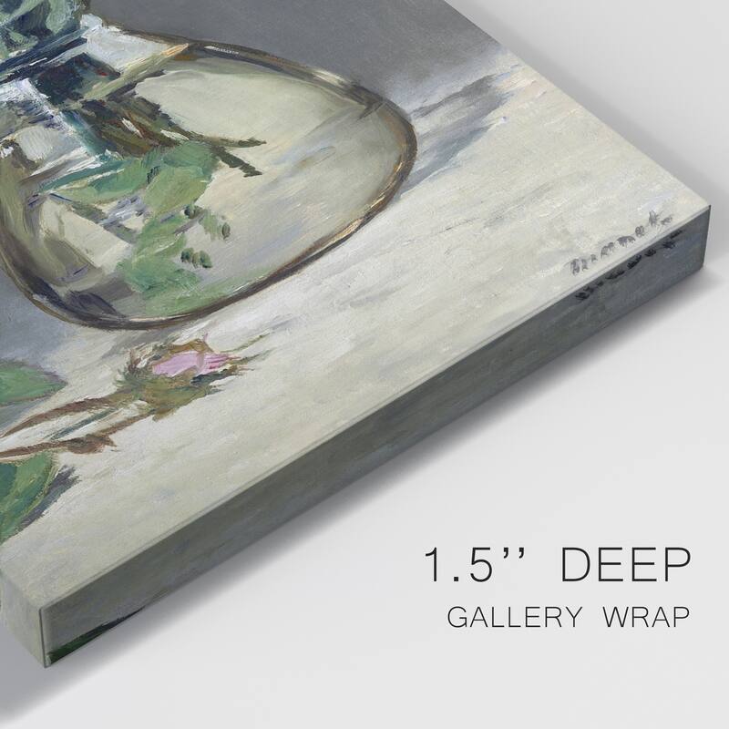 Moss Roses in a Vase Premium Gallery Wrapped Canvas - Ready to Hang