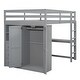 preview thumbnail 17 of 22, Wood Full Size Loft Bed with Wardrobe, Desk, Shelves & Drawers, White, Space-Saving Loft Bed for Kids, Teens, and Adults