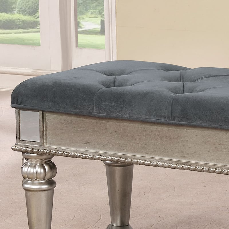 Zeln Traditional Fabric Tufted Upholstered Accent Bench by Furniture of America