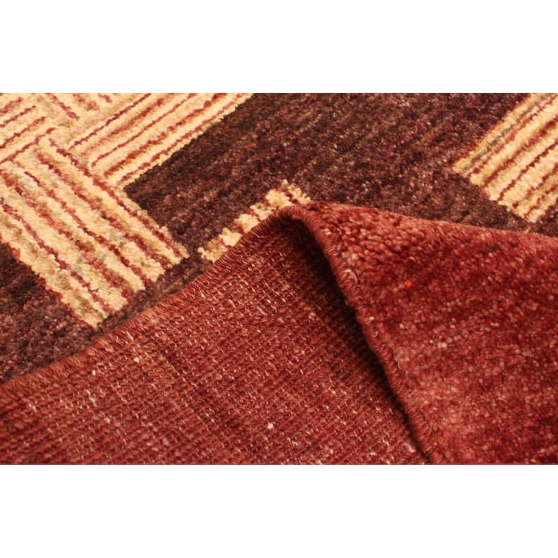 ECARPETGALLERY Hand-knotted Peshawar Ziegler Dark Brown Wool Rug - 6'0 x 8'8