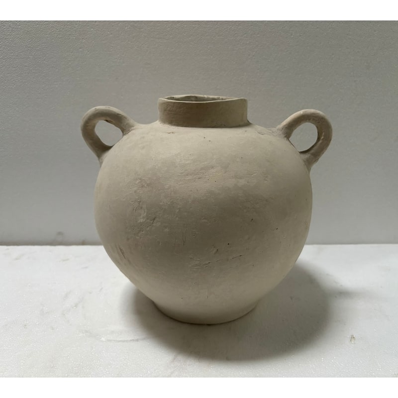 Paper Mache Vase Eco Mix White H 9.8" & Dia 10.4" - White