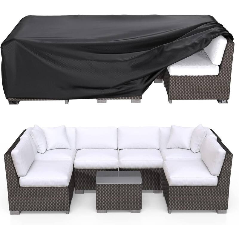 Outdoor Furniture Cover Waterproof Large Seating Protection - 126"x63"x29" - Black