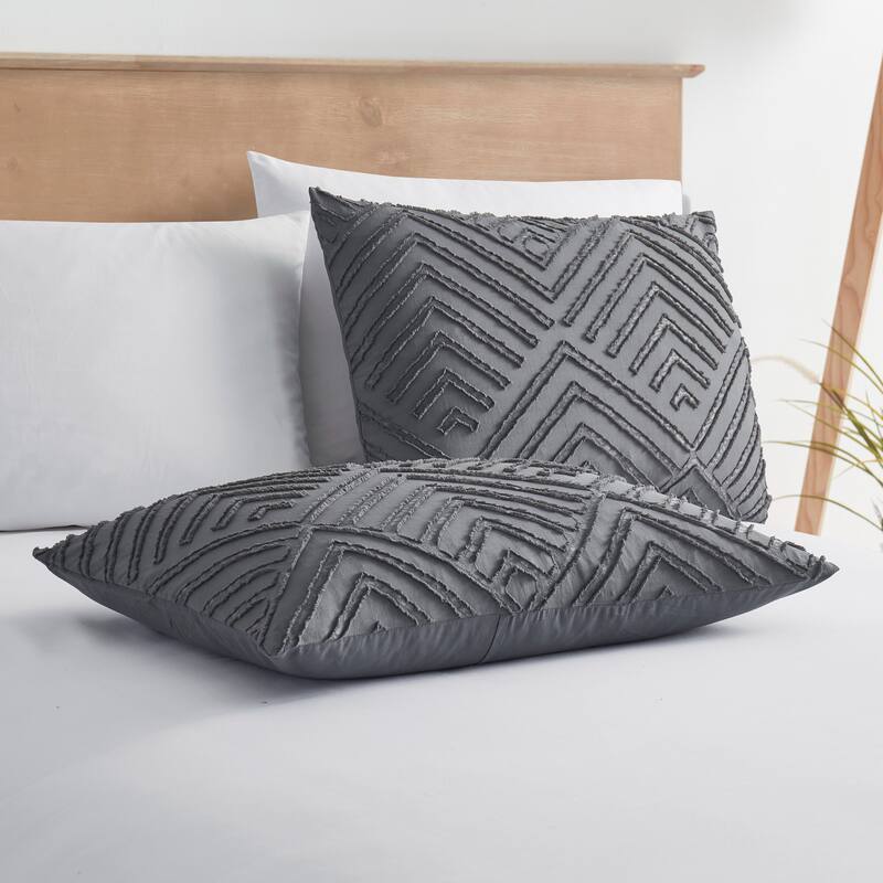 Nestl Boho Tufted Embroidery Double Brushed Duvet Cover with Button Closure