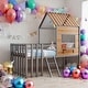 preview thumbnail 14 of 37, Twin Size Loft Bed With Roof and Window,Guardrail and Ladder for Home