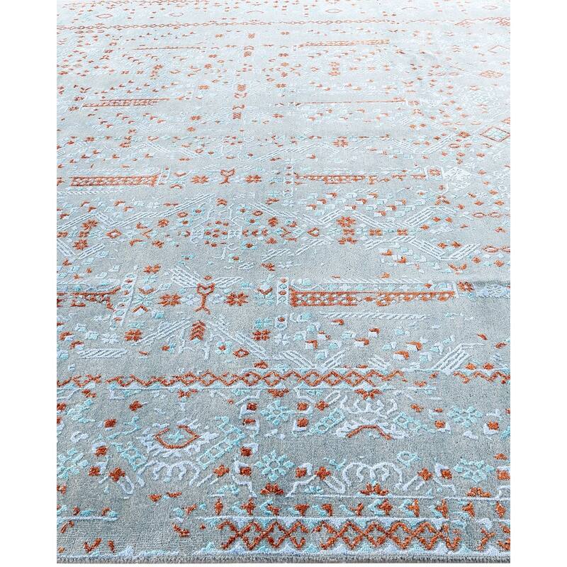 Ikat One-of-a-Kind Hand-Knotted Area Rug - Gray, 8' 10" x 11' 10" - 8' 10" x 11' 10"
