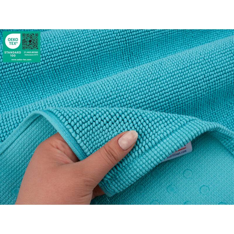 American Soft Linen 100% Cotton Bath Mat Rugs, 20x34 inches Slip Resistant Bottom Base Bath Mats for Bathroom