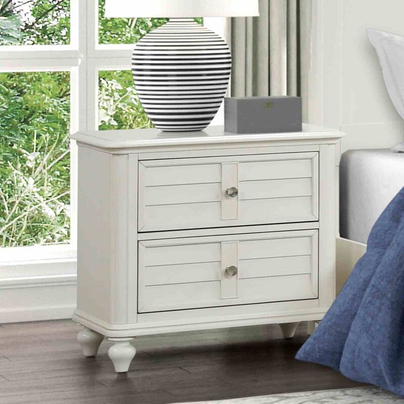 Coastal Style Nightstand - Antique White Finish with Dovetail Drawers