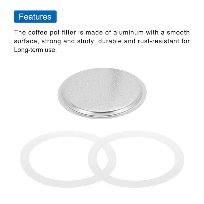 Aluminium Filter Replacement,81x71x4mm for 12-Cup Use Mocha Coffee Maker Pot - Silver