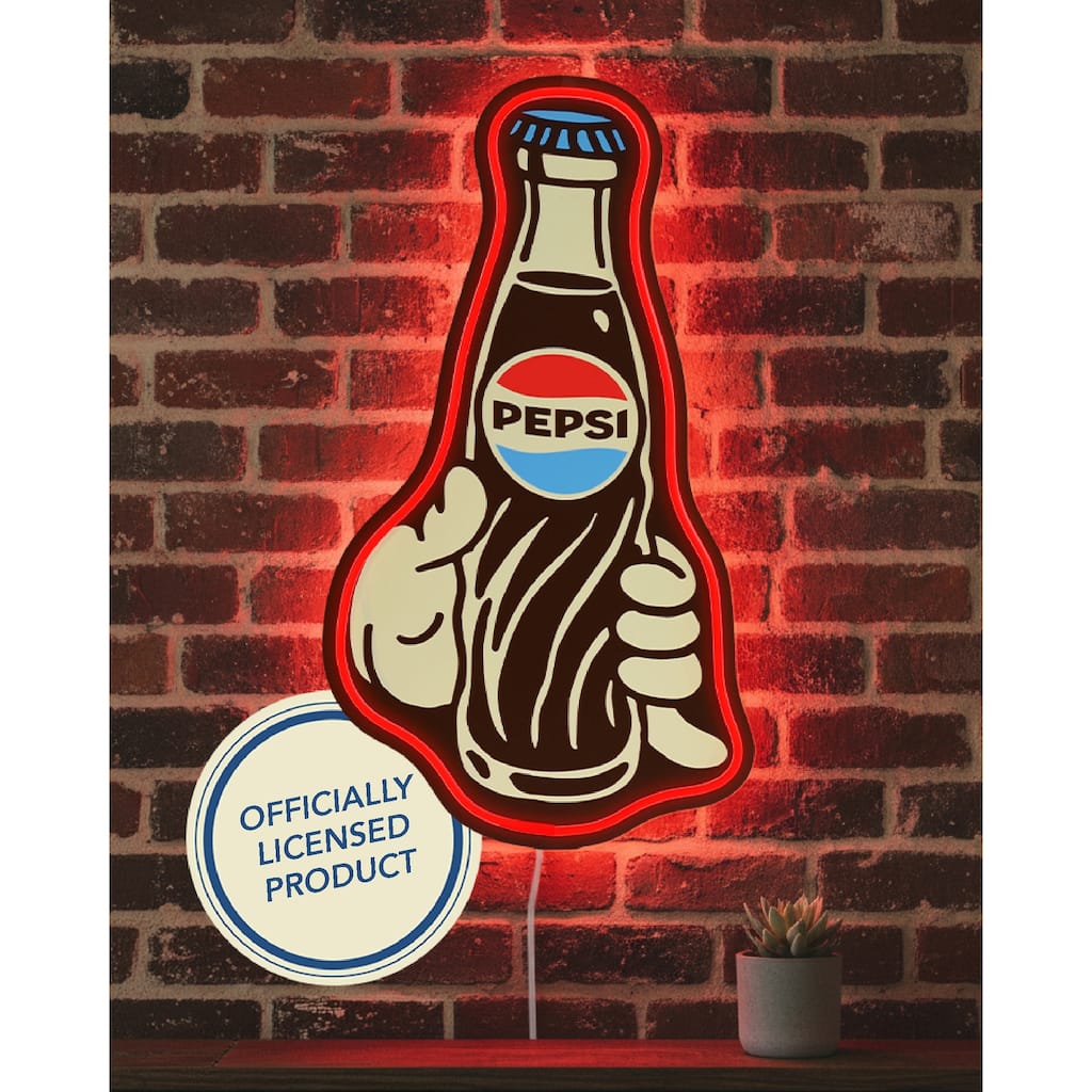 Pepsi Bottle Vintage Bottle LED Plaque 20" Retro Soda Light Up Wall Decor for Man Cave Bar Garage Game Room